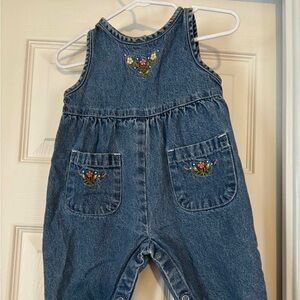 Vintage GAP Blue Kids Overalls with Floral Design